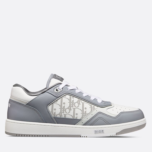 Dior B27 Uptown Low-Top Sneaker Gray Smooth Calfskin and White Dior Oblique Galaxy