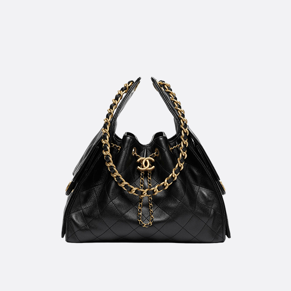 Chanel 25S Handbag Grained Calfskin & Gold-Tone Metal Black