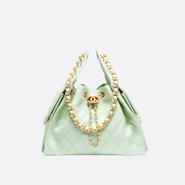 Chanel 25S Handbag Grained Calfskin & Gold-Tone Metal Light Green