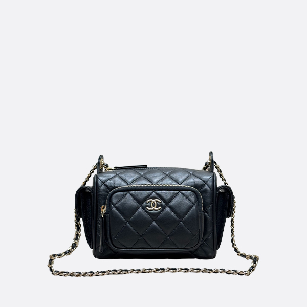 Chanel Camera Case Caviar Black & Gold-Tone Metal