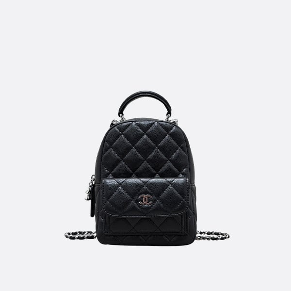 Chanel Mini Urban Spirit Backpack Black Caviar & Silver-Tone Metal