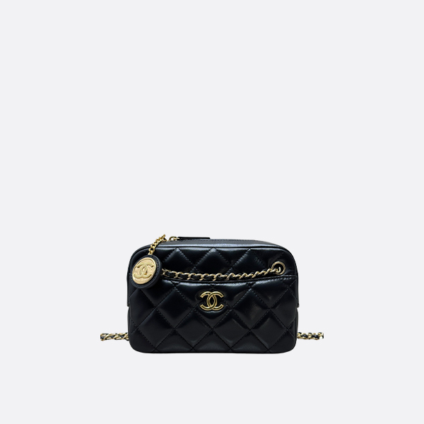 Chanel Small Camera Case Black & Gold-Tone Metal