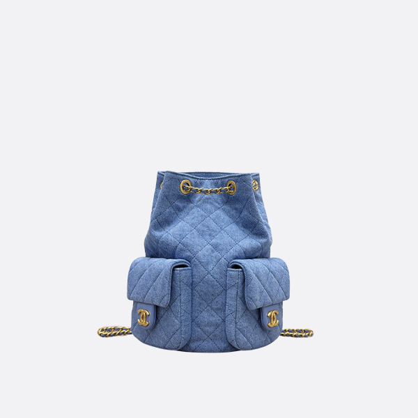Chanel Backpack Light Blue Denim & Gold-Tone Metal