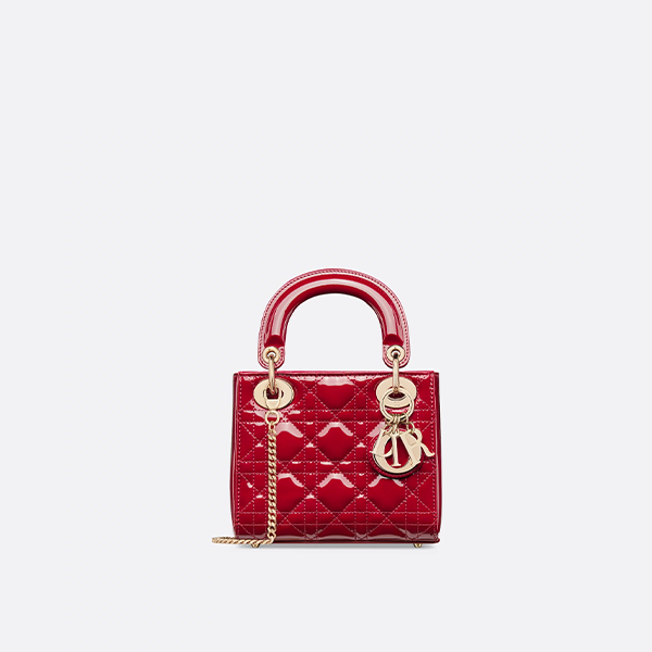 Mini Lady Dior Bag Cherry Red Patent Cannage Calfskin