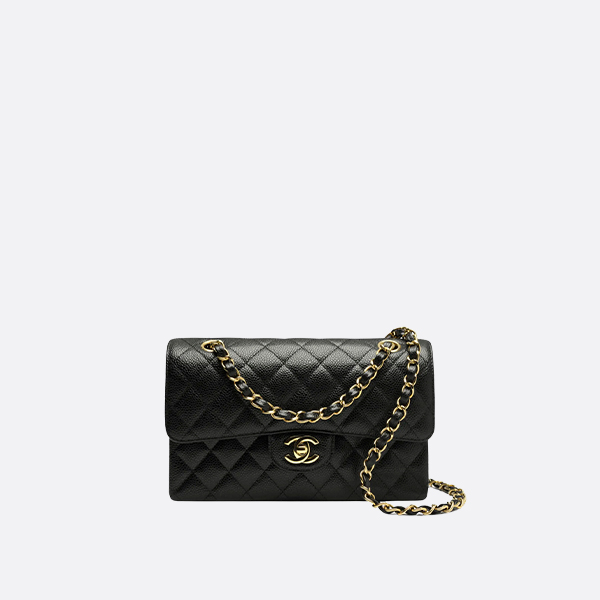 Chanel Classic Mini Flap Bag – Caviar Leather, Gold Hardware, Double Chain Strap