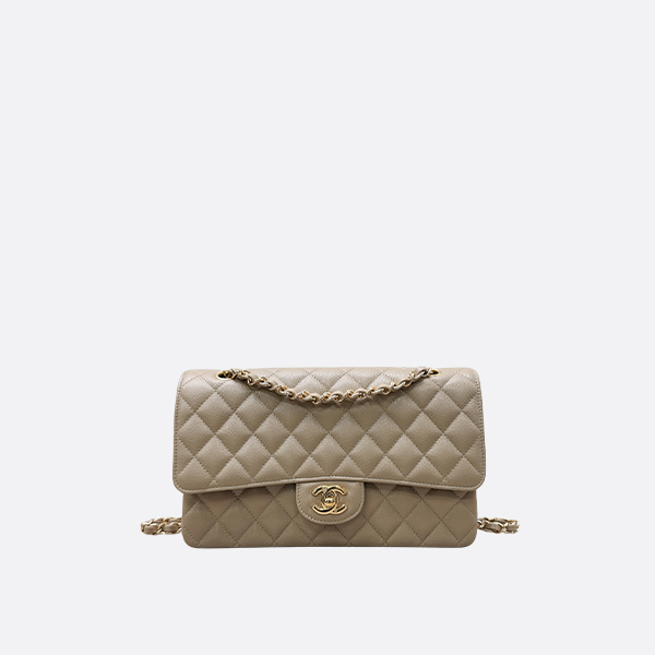 Chanel Medium Classic Flap Bag Beige Caviar & Gold-Tone Metal