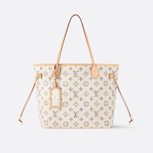 Louis Vuitton Neverfull MM Monogram Jacquard Fabric Multicolor Beige