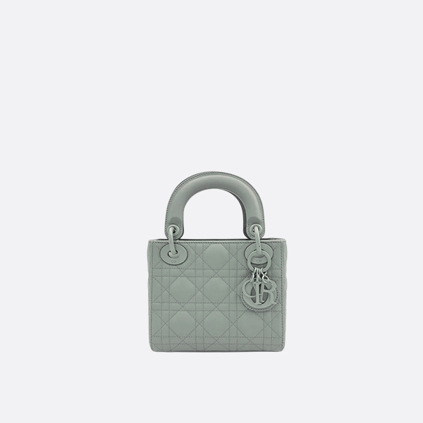 Mini Lady Dior Bag Grayish Green Ultramatte Cannage Calfskin