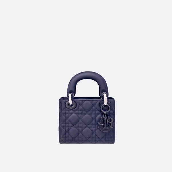 Mini Lady Dior Bag Navy Blue Ultramatte Cannage Calfskin